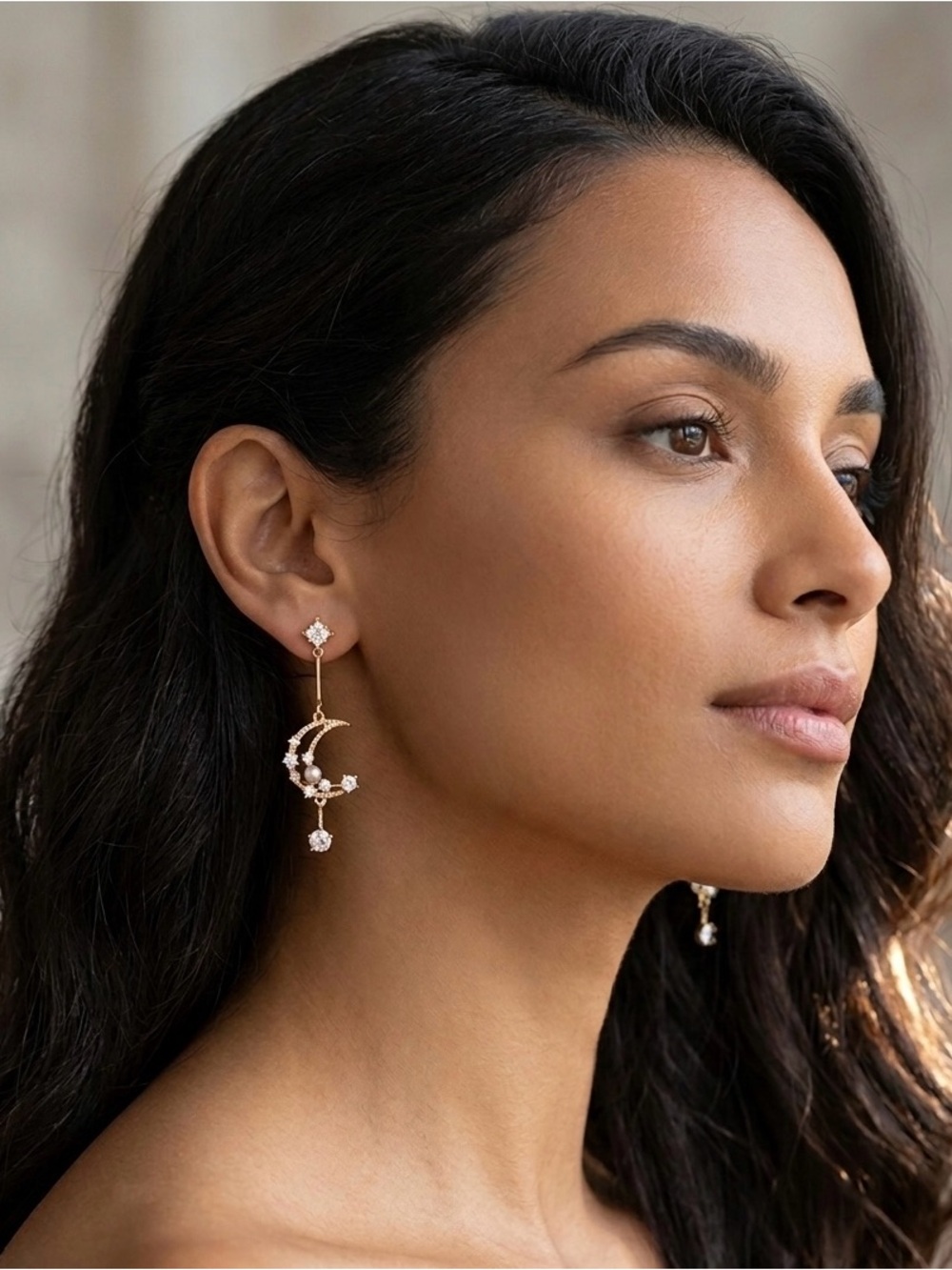 Celestial Elegance: Crescent Moon & Star Dangle Earrings